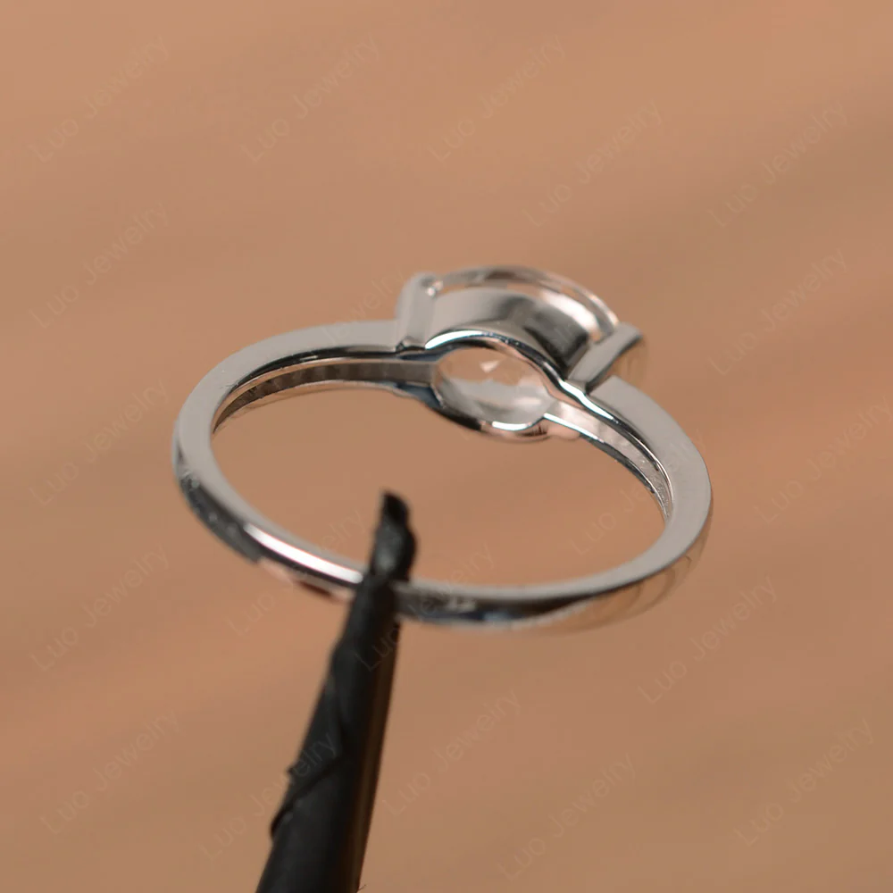Oval White Topaz Wedding Set Ring - Image 3