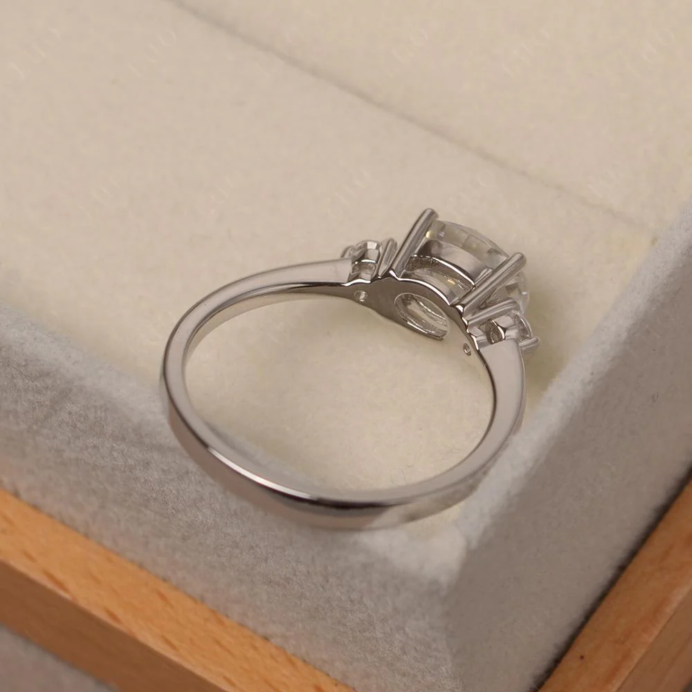 Oval East West White Topaz Trilogy Ring - Image 12