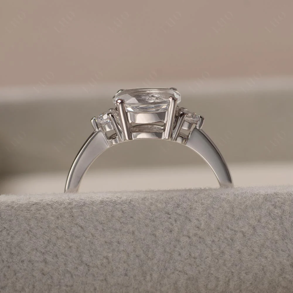 Oval East West White Topaz Trilogy Ring - Image 13
