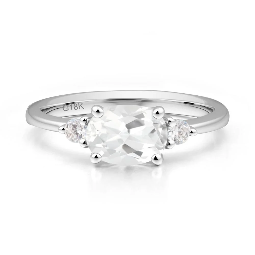 Oval East West White Topaz Trilogy Ring - Image 2