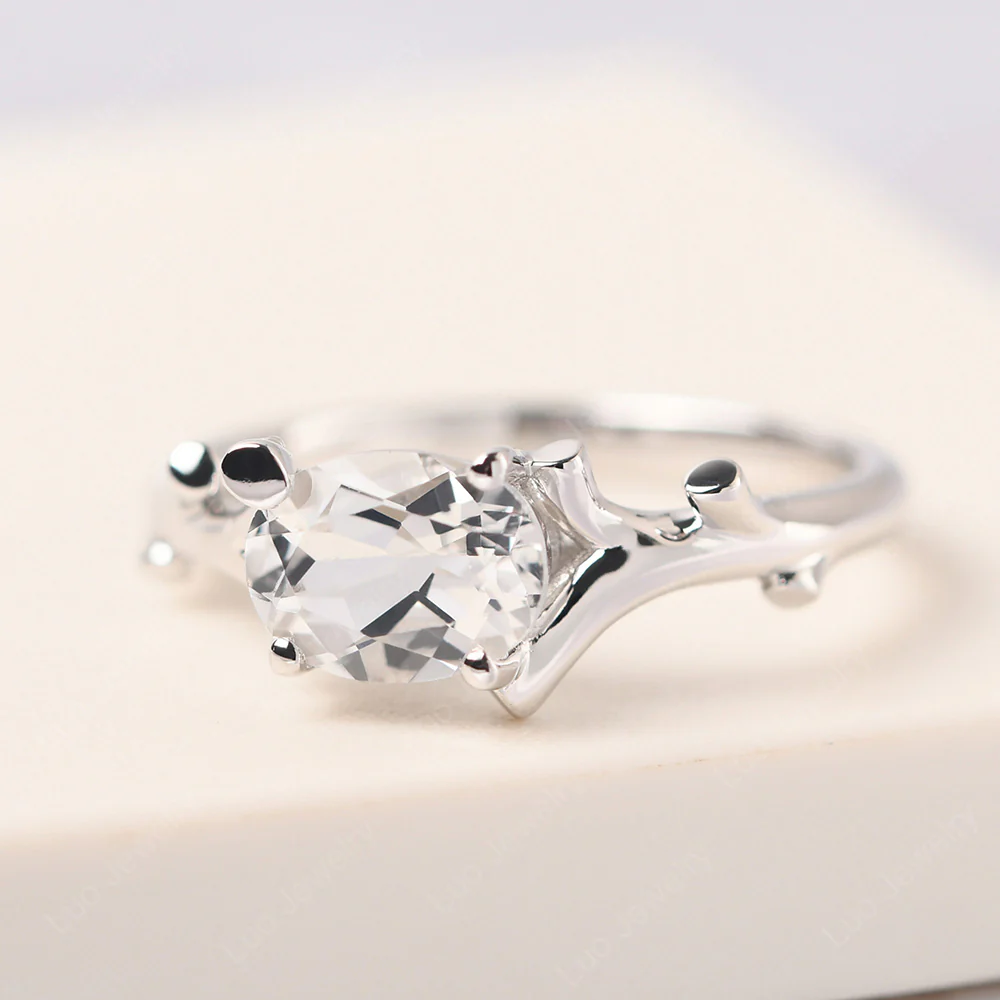 White Topaz Branch Engagement Ring - Image 3