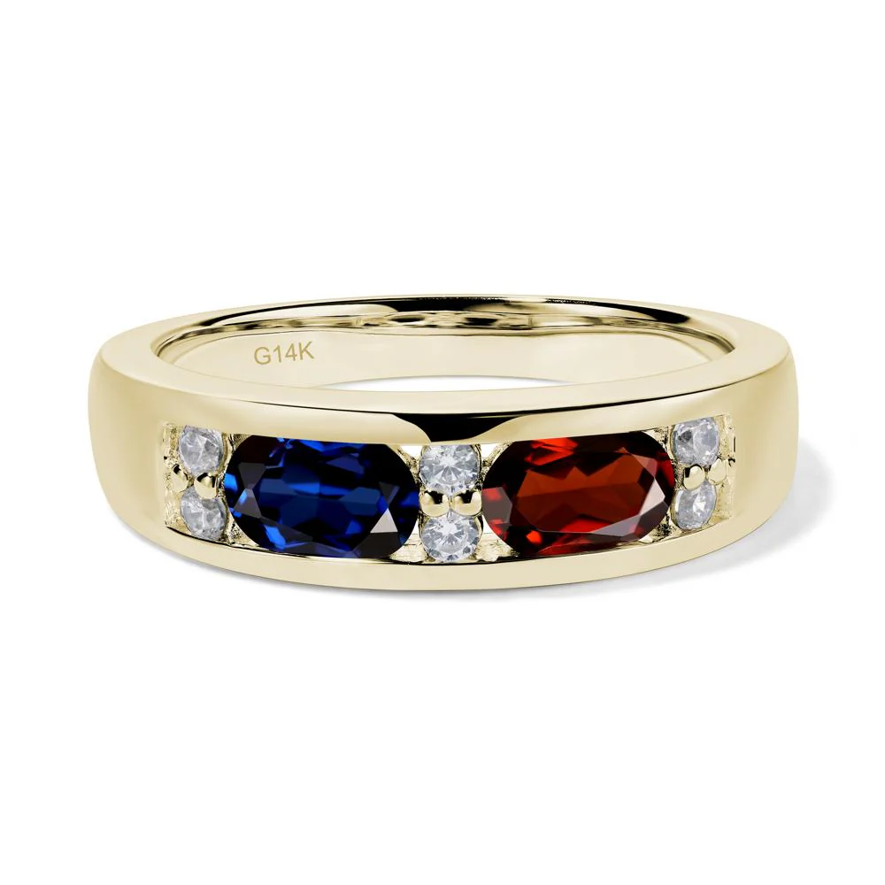 Oval Garnet and Sapphire Ring - Image 4