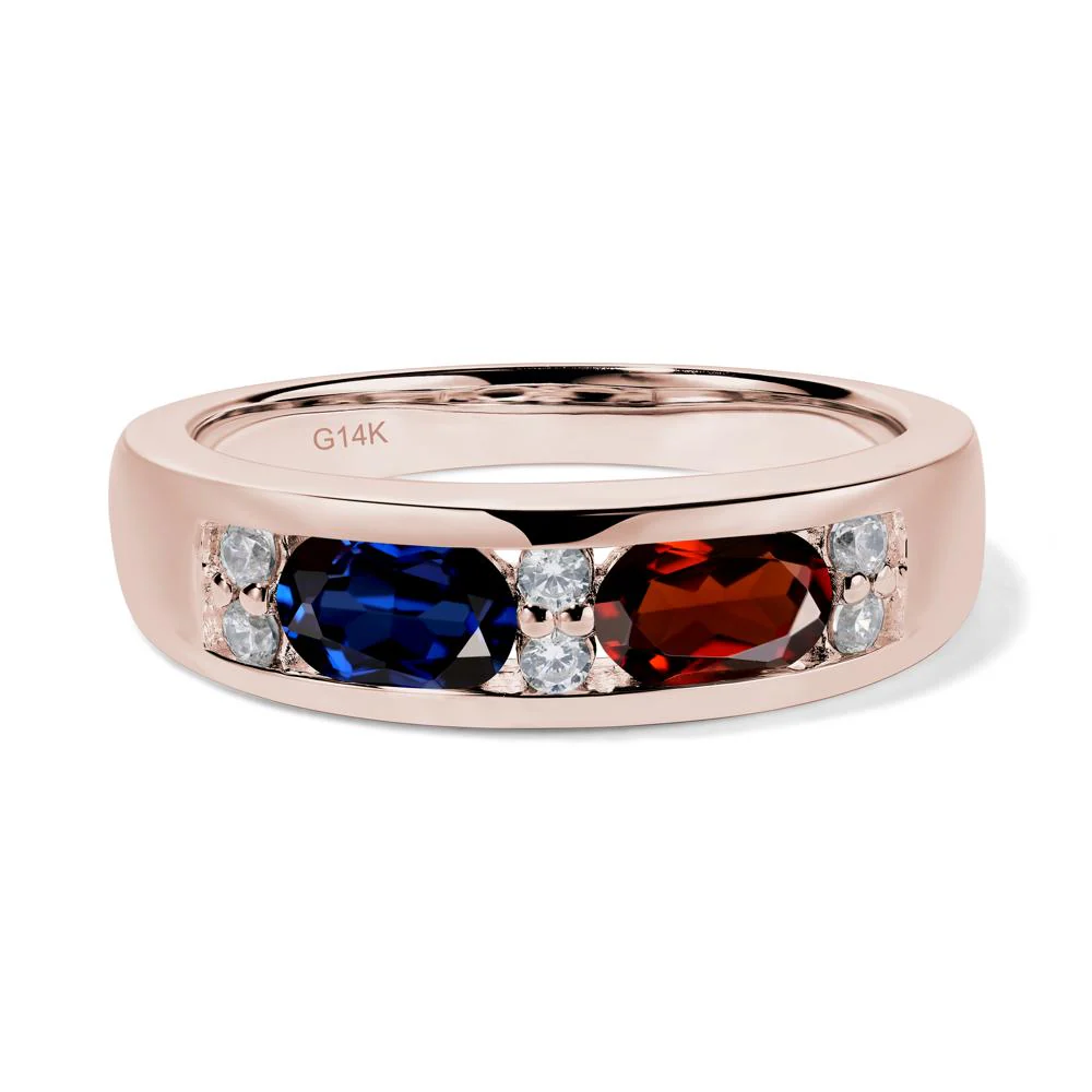 Oval Garnet and Sapphire Ring - Image 5