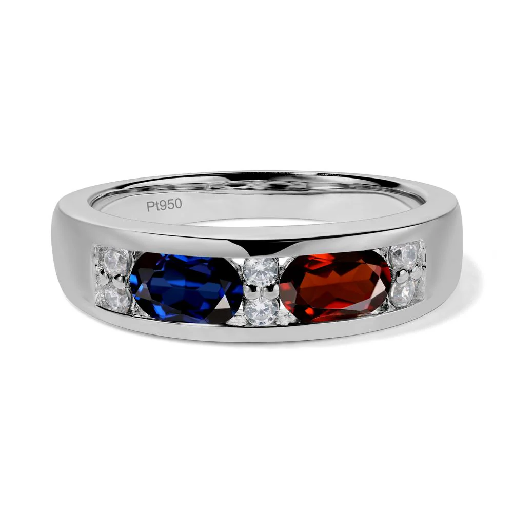 Oval Garnet and Sapphire Ring - Image 6
