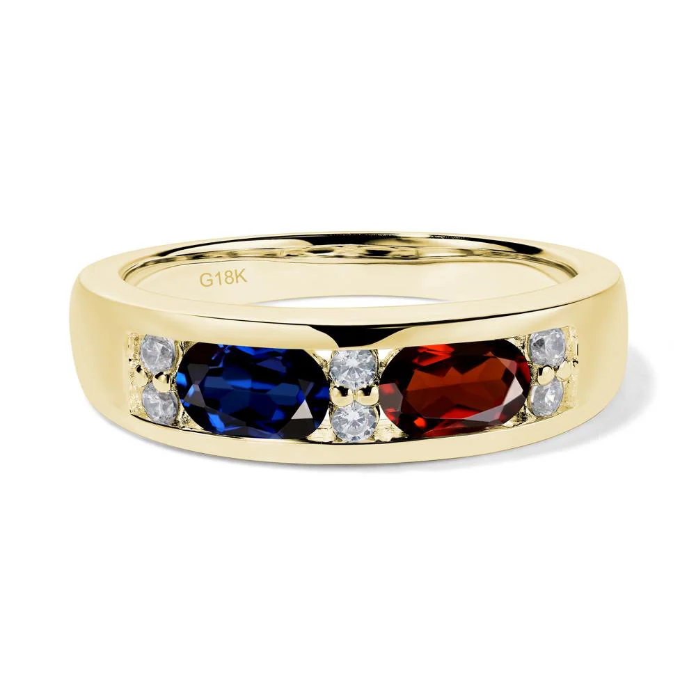 Oval Garnet and Sapphire Ring - Image 8