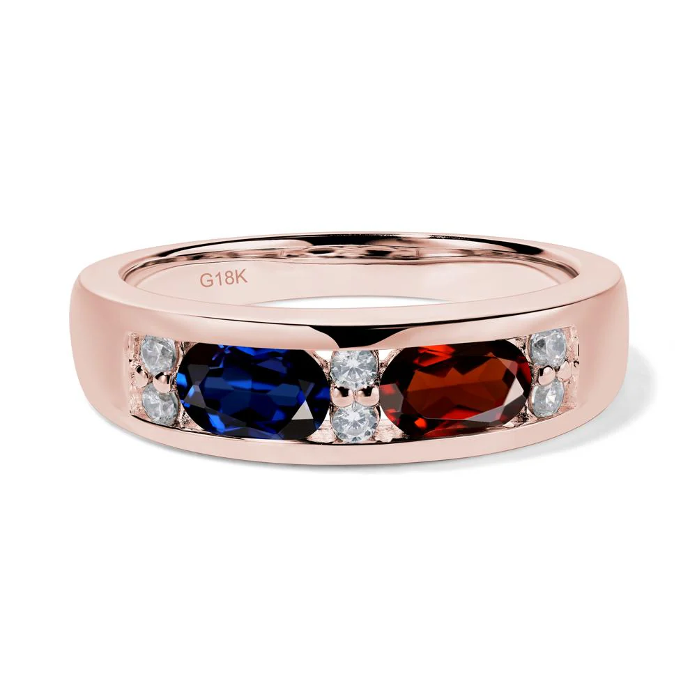 Oval Garnet and Sapphire Ring - Image 9
