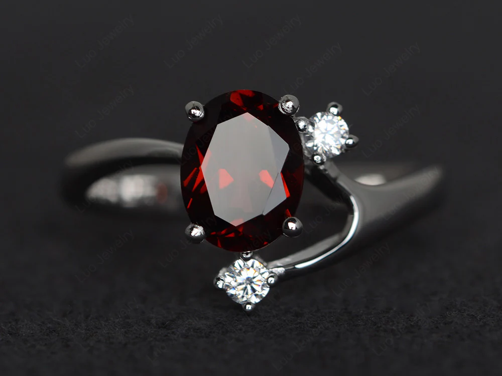 Garnet Asymmetrical Engagement Ring