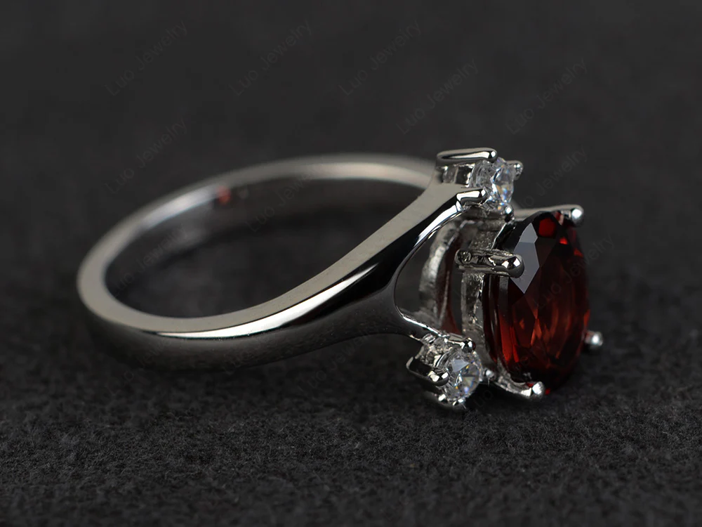 Garnet Asymmetrical Engagement Ring - Image 2