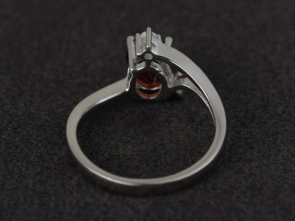 Garnet Asymmetrical Engagement Ring - Image 3