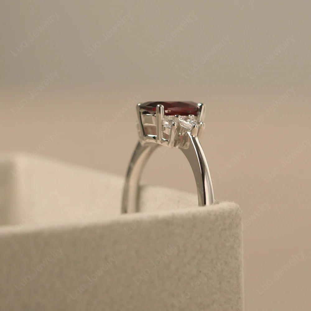Oval Garnet Ring with Pear Side Stone - Image 4
