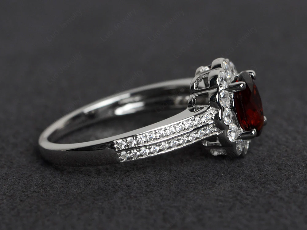 Garnet Scalloped Halo Ring - Image 2