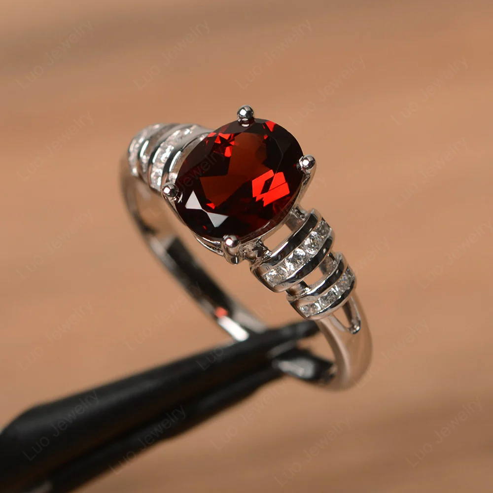 Oval Cut Garnet Promise Ring - Image 2