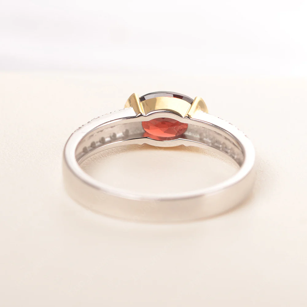 Oval Cut Garnet Double Pave Ring - Image 3