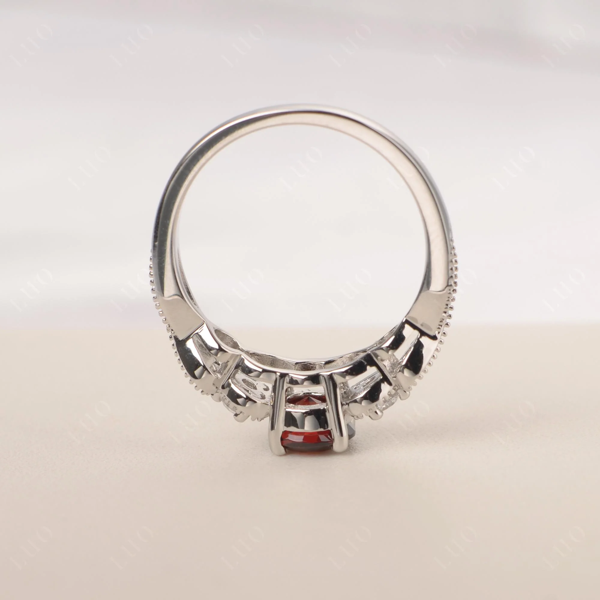 Garnet Vintage Style Engagement Ring - Image 13