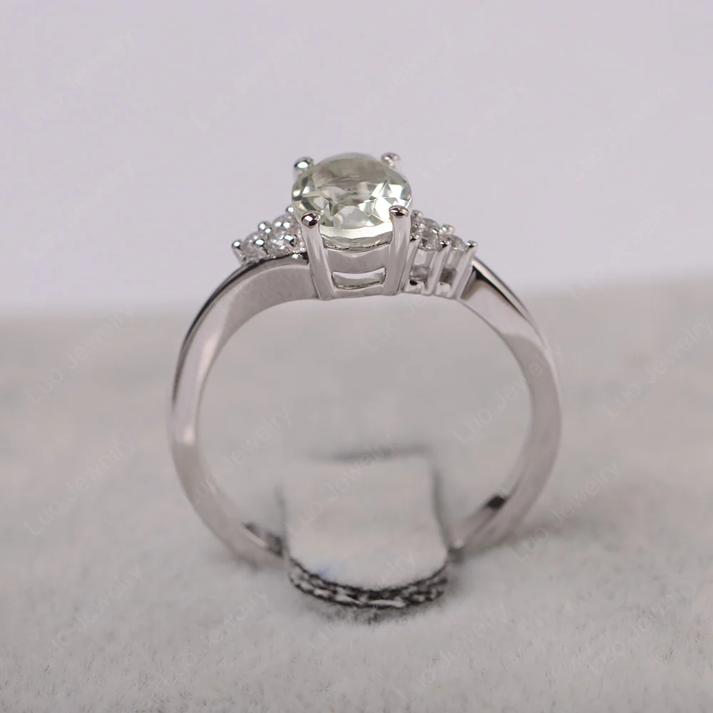 Oval Green Amethyst Bypass Engagement Ring - Image 3