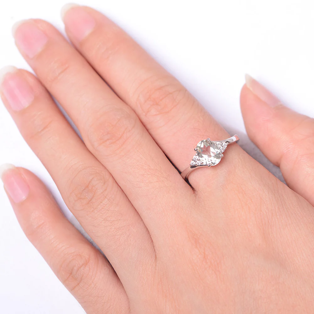 Oval Green Amethyst Bypass Engagement Ring - Image 4