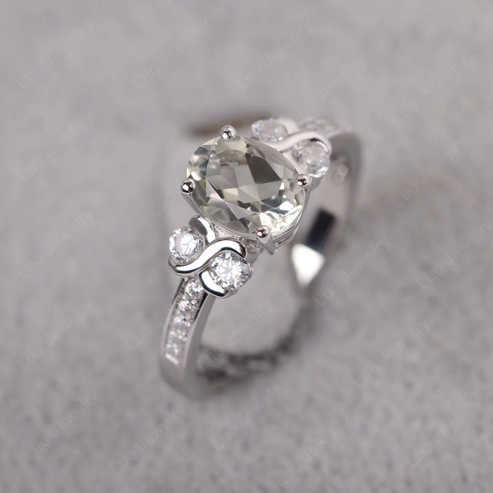 Green Amethyst Infinity Oval Engagement Ring - Image 2