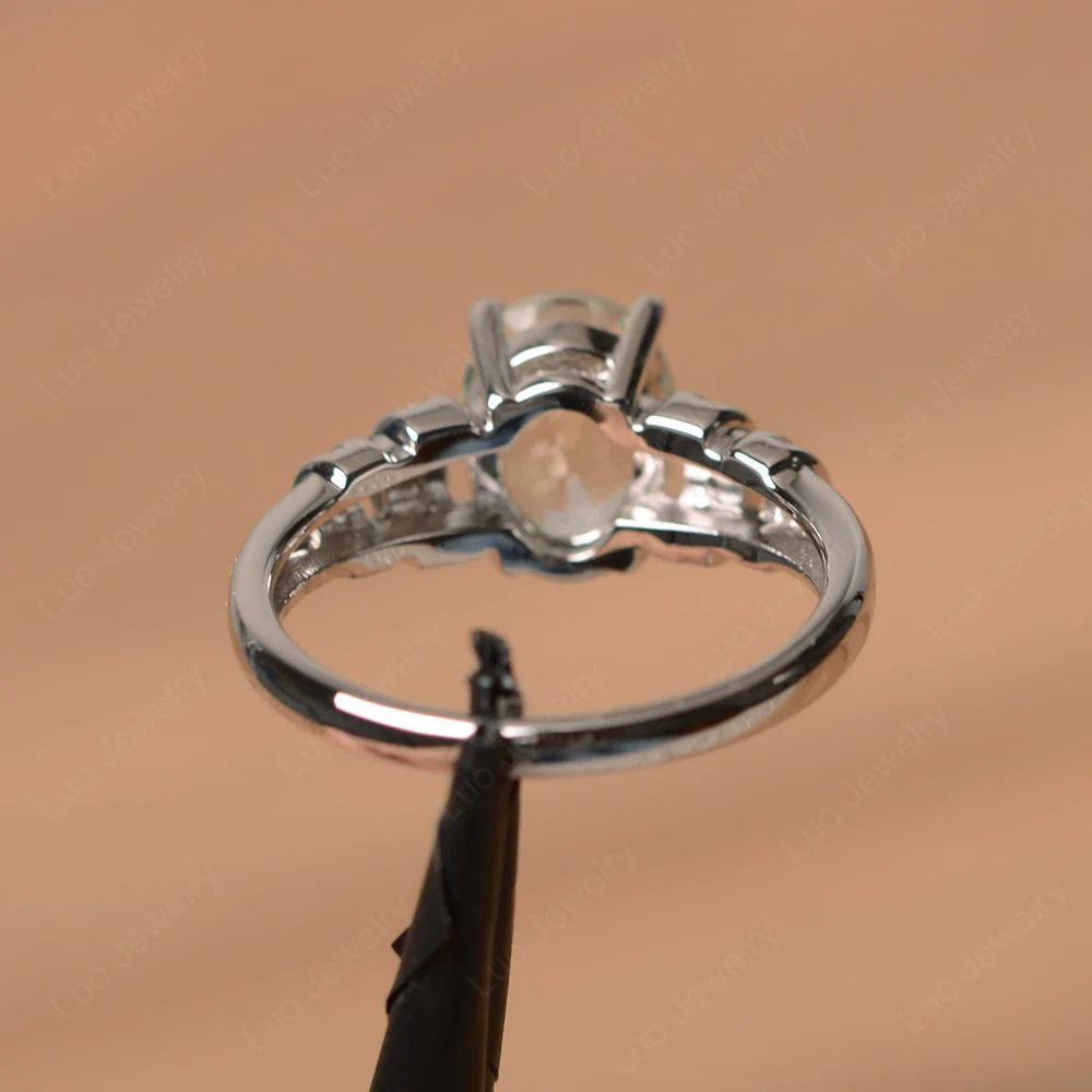 Oval Cut Green Amethyst Promise Ring - Image 3