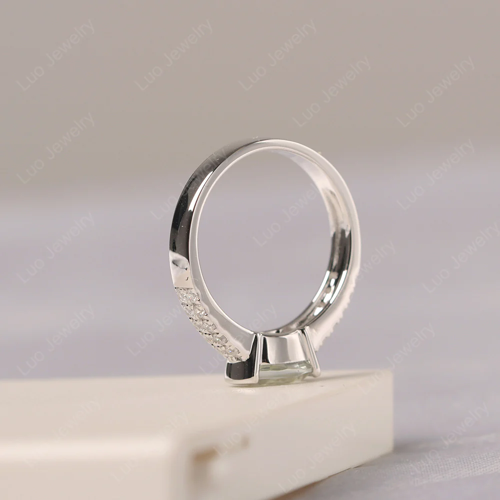 Green Amethyst Two Row Pave Ring - Image 5