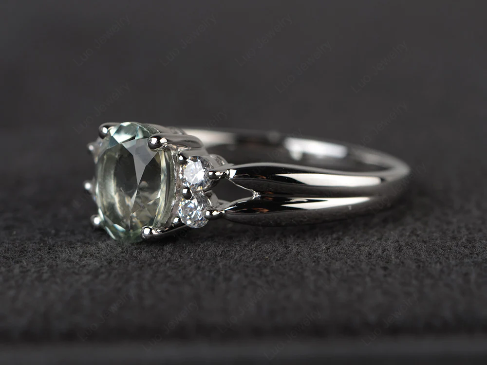 Oval Cut Green Amethyst Two Rows Ring - Image 2