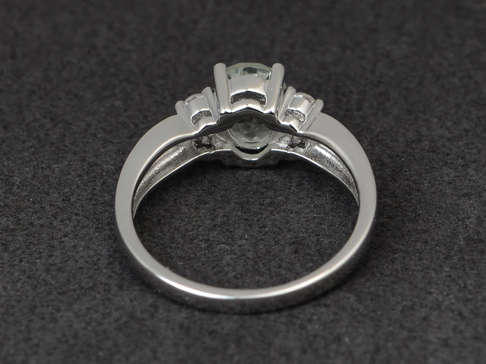 Oval Cut Green Amethyst Two Rows Ring - Image 3