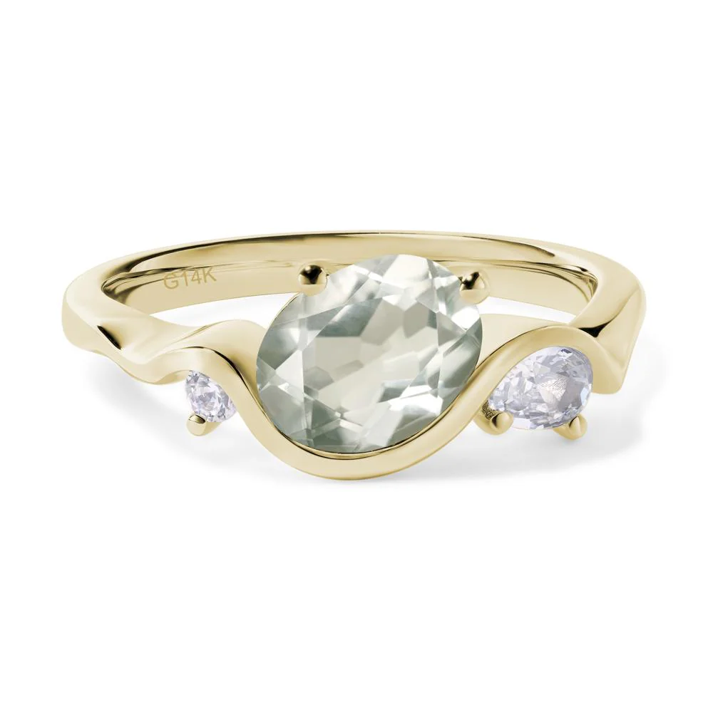 Green Amethyst Wave Engagement Ring - Image 4