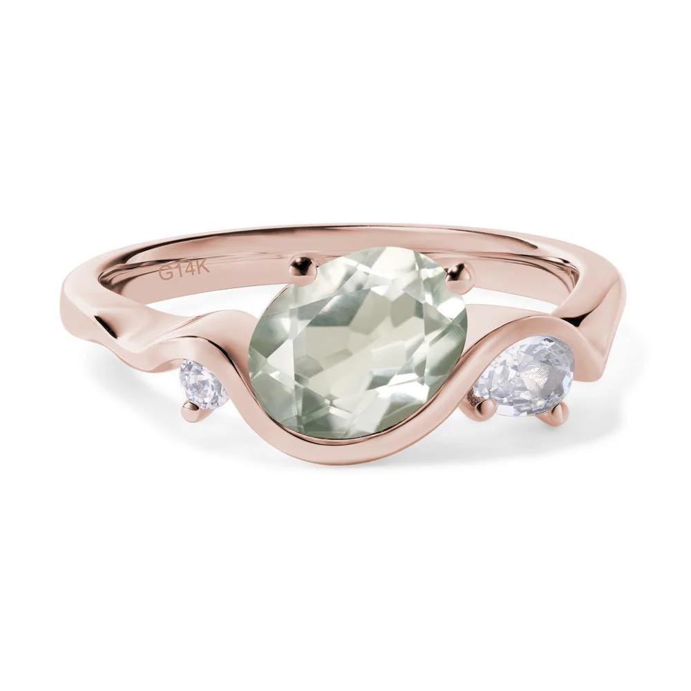 Green Amethyst Wave Engagement Ring - Image 5