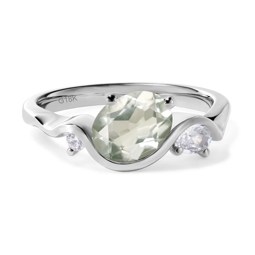 Green Amethyst Wave Engagement Ring - Image 7