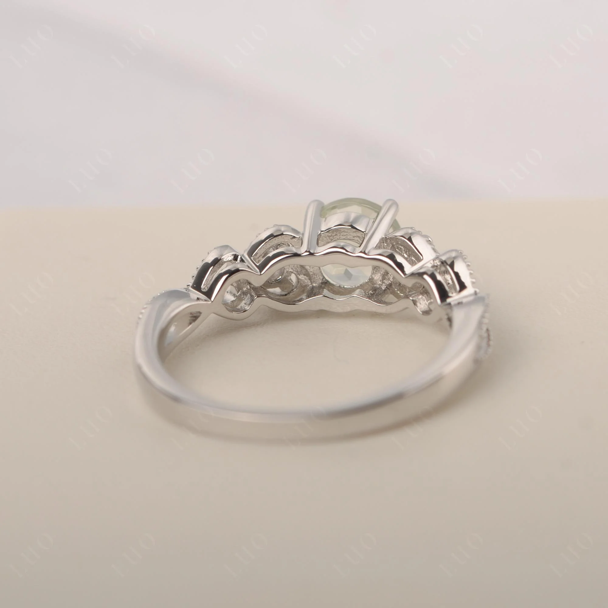 Green Amethyst Vintage Style Engagement Ring - Image 13