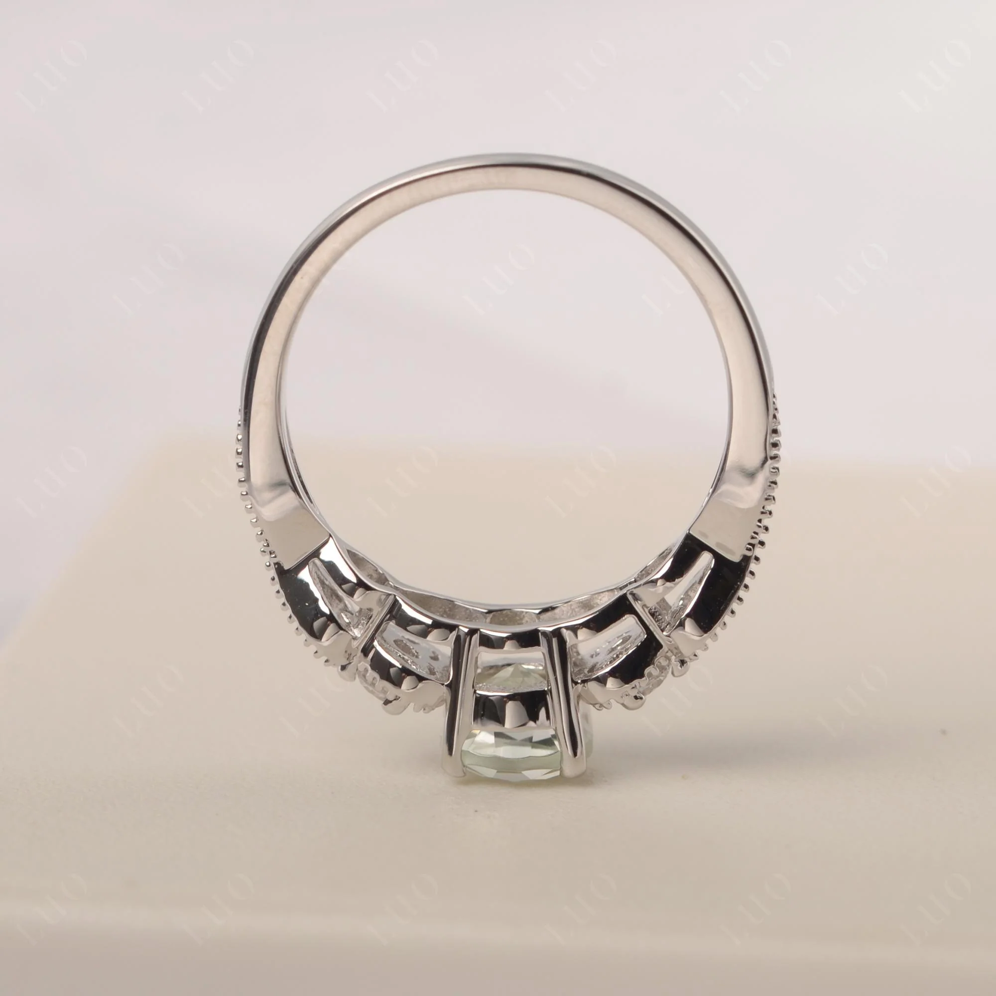 Green Amethyst Vintage Style Engagement Ring - Image 14