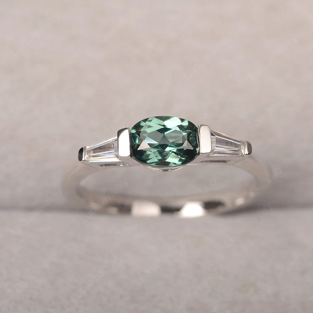 Low Profile Green Sapphire Ring - Image 2