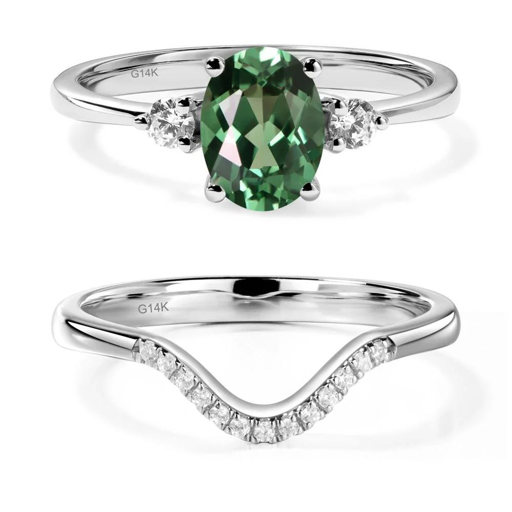 Trilogy Oval Green Sapphire Ring - Image 13