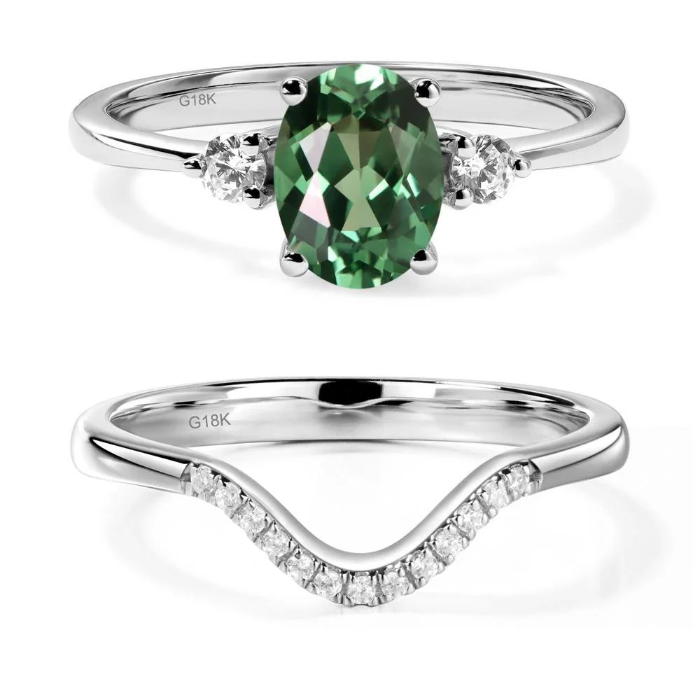Trilogy Oval Green Sapphire Ring - Image 19