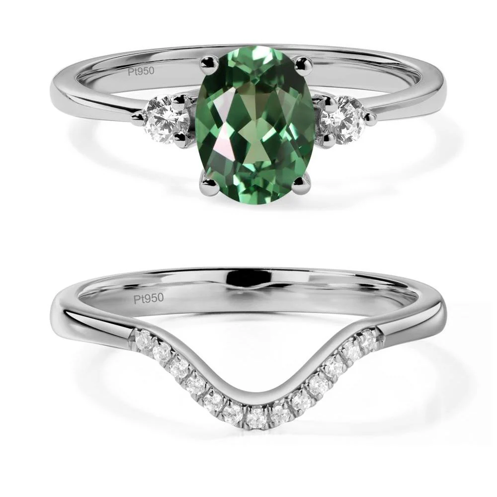 Trilogy Oval Green Sapphire Ring - Image 25