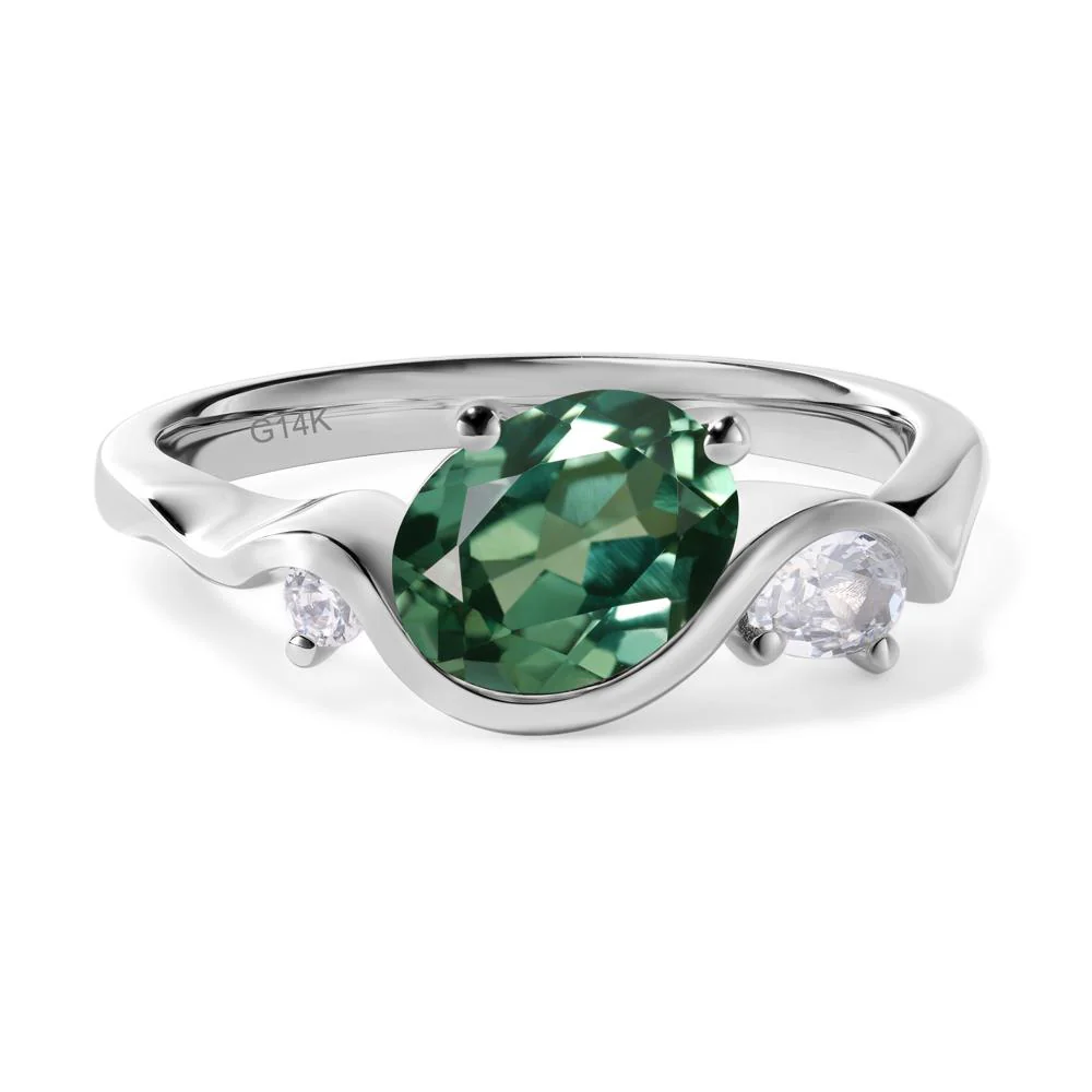 Green Sapphire Ocean Wave Ring - Image 3