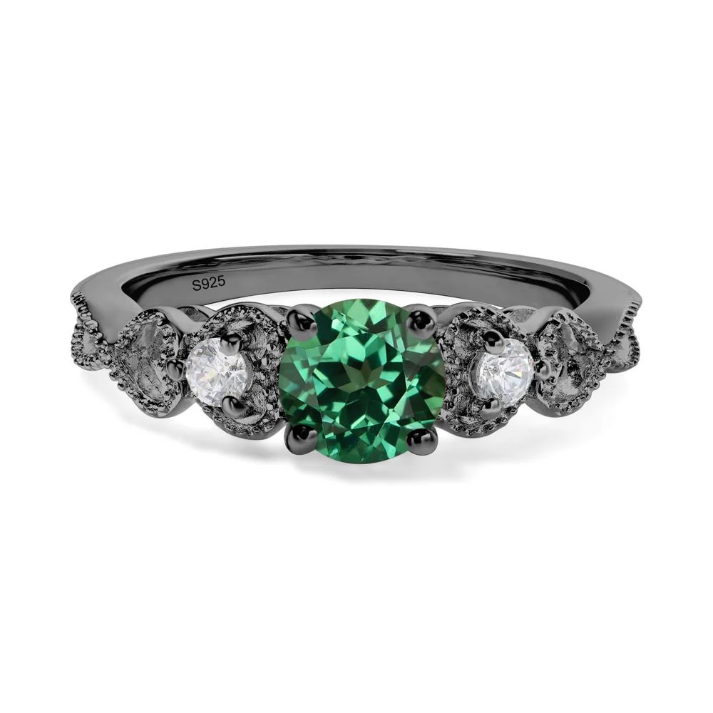 Green Sapphire Vintage Style Engagement Ring - Image 2