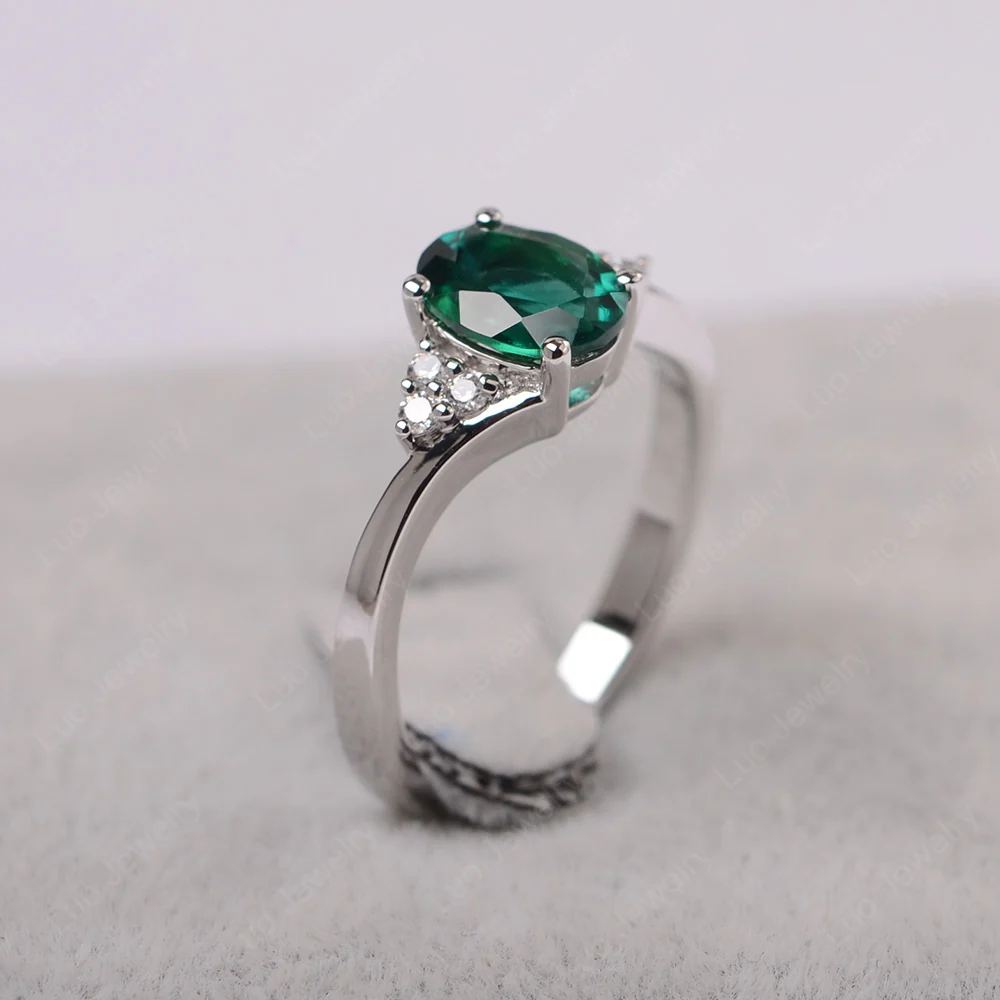 Oval Emerald Bypass Engagement Ring - Image 2