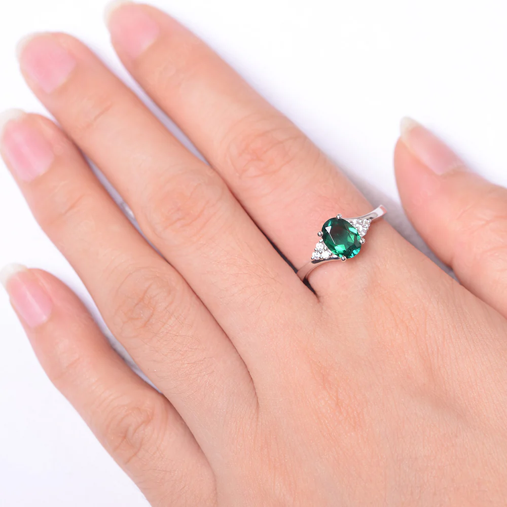 Oval Emerald Bypass Engagement Ring - Image 4