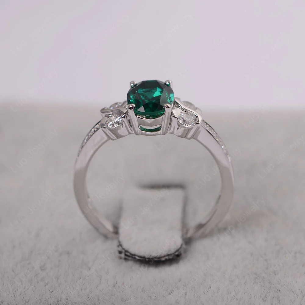 Emerald Infinity Oval Engagement Ring - Image 3