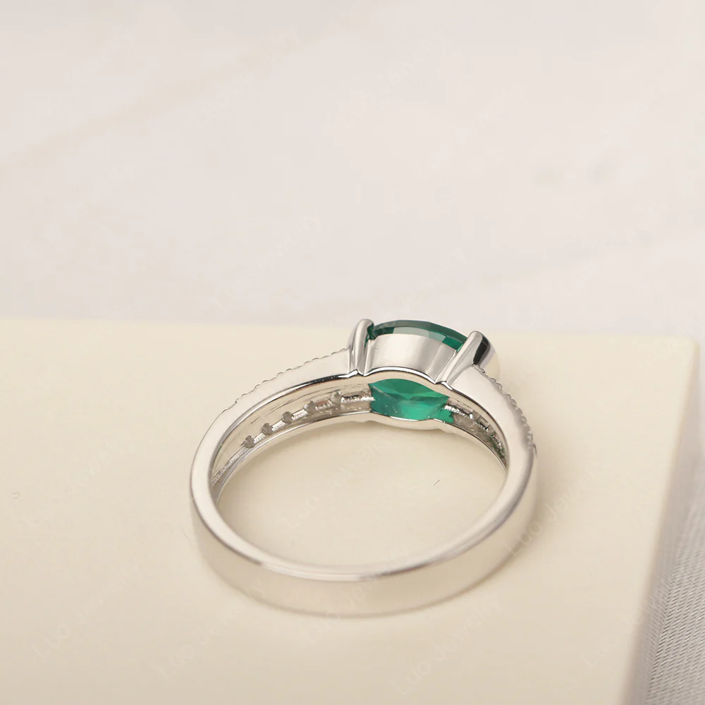 Emerald Two Row Pave Ring - Image 3