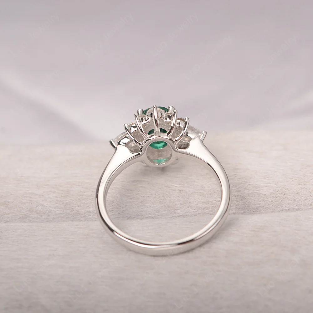 Oval Cut Emerald Ring with Pear Side Stone - Image 4