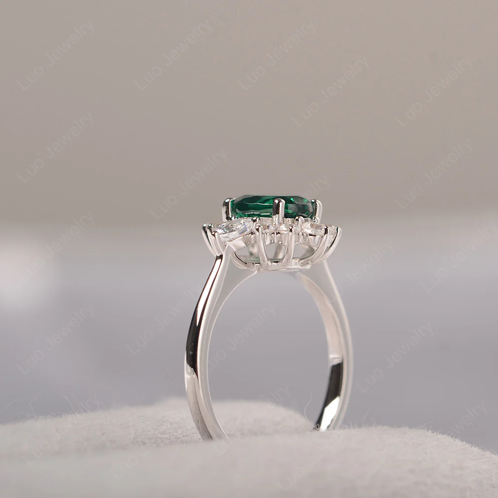 Oval Cut Emerald Ring with Pear Side Stone - Image 5