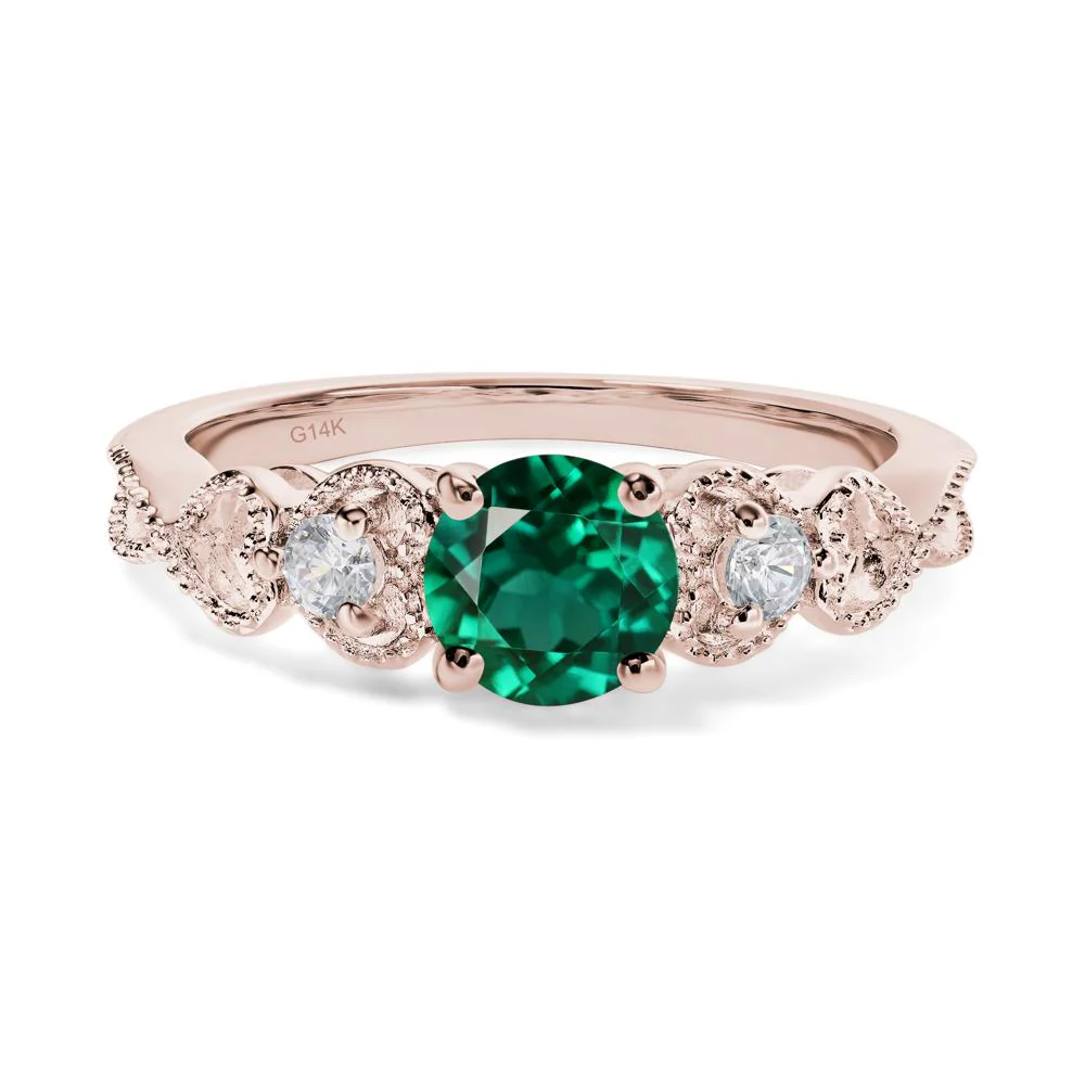 Emerald Vintage Style Engagement Ring - Image 5