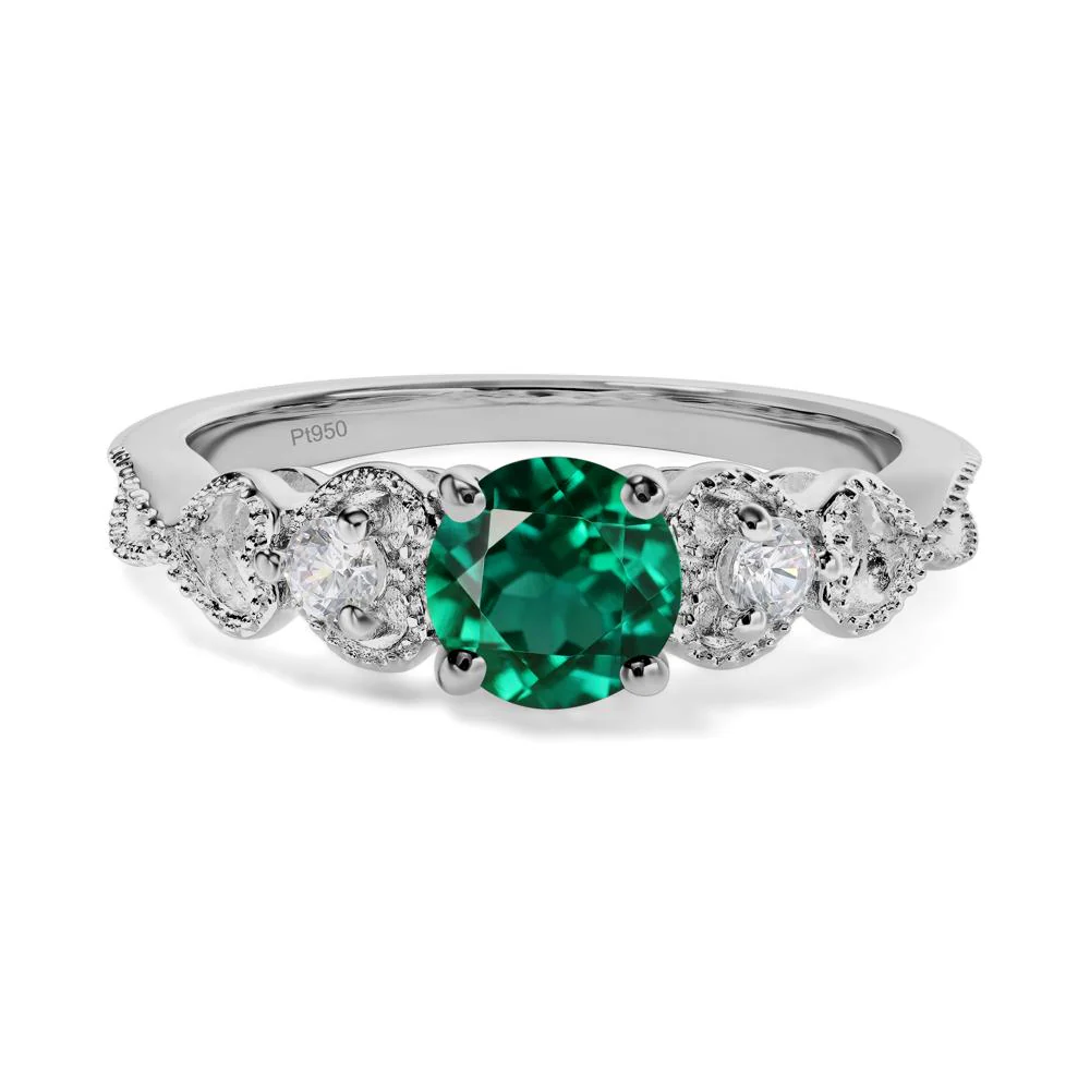 Emerald Vintage Style Engagement Ring - Image 6