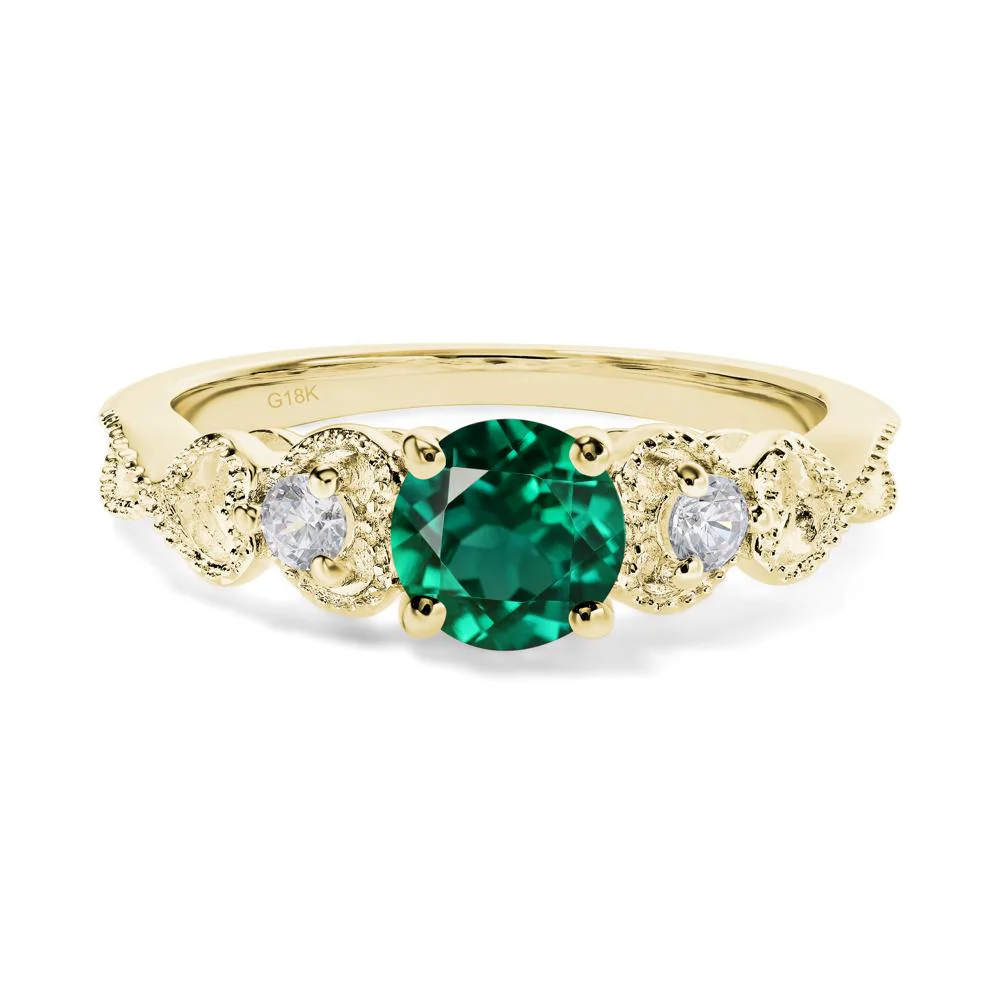Emerald Vintage Style Engagement Ring - Image 8