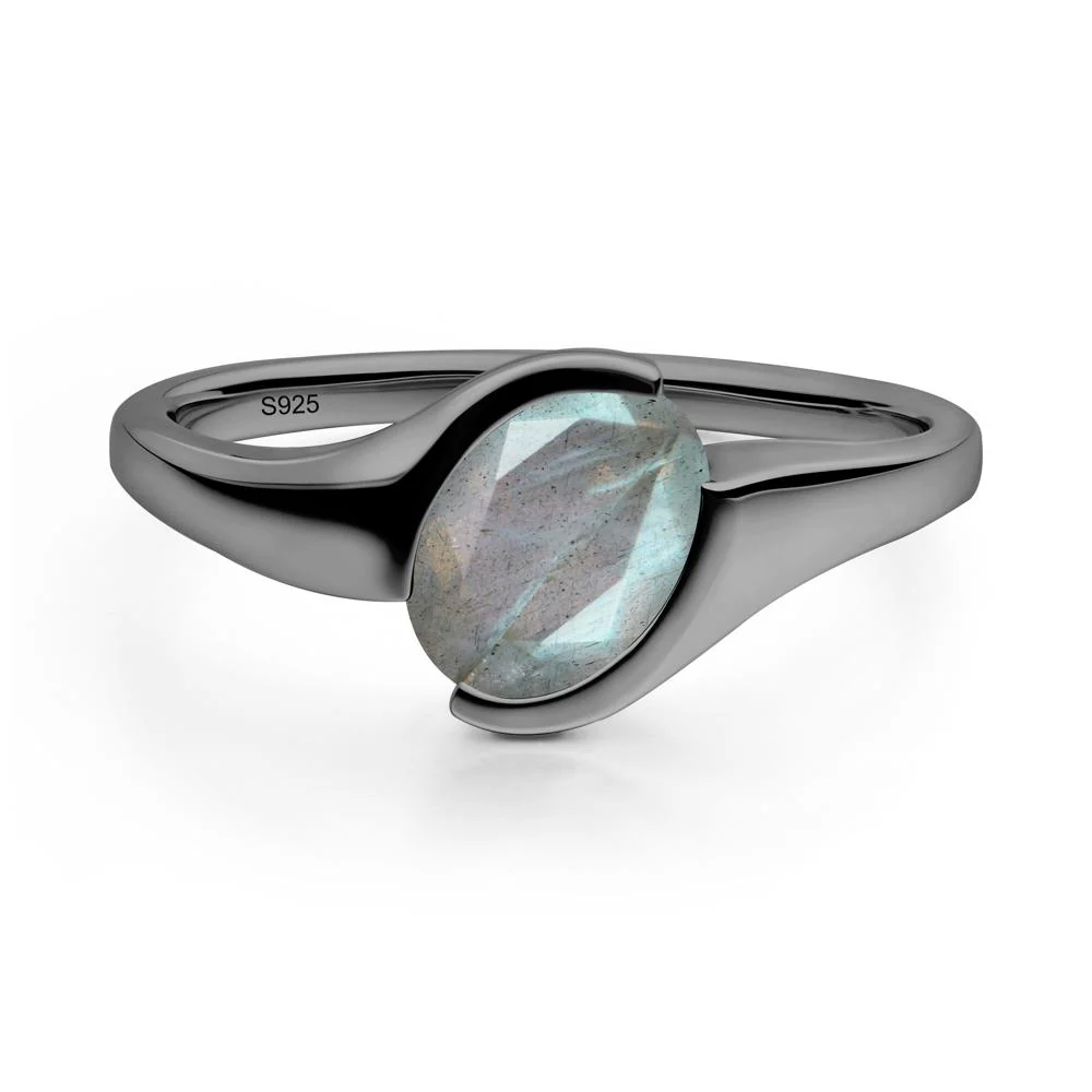 Oval Cut Labradorite Solitaire Bypass Ring - Image 3