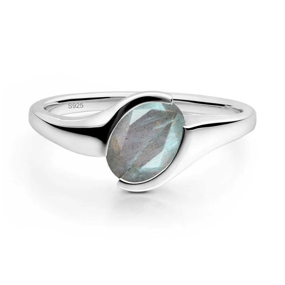 Oval Cut Labradorite Solitaire Bypass Ring - Image 9