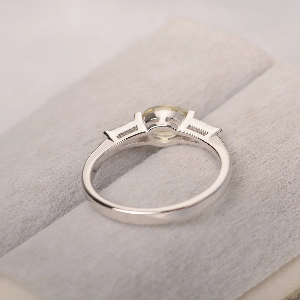 Oval Lemon Quartz Ring with Baguettes - Image 3
