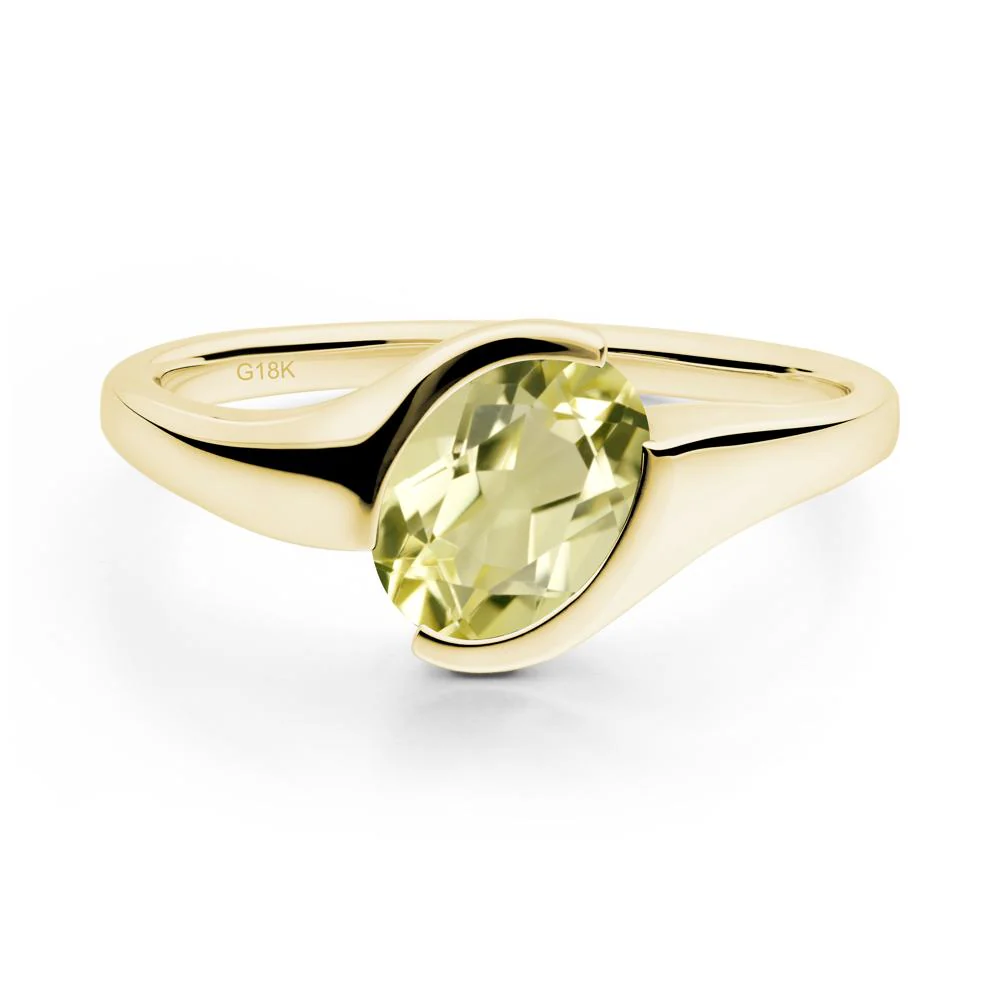 Oval Cut Lemon Quartz Solitaire Bypass Ring - Image 4