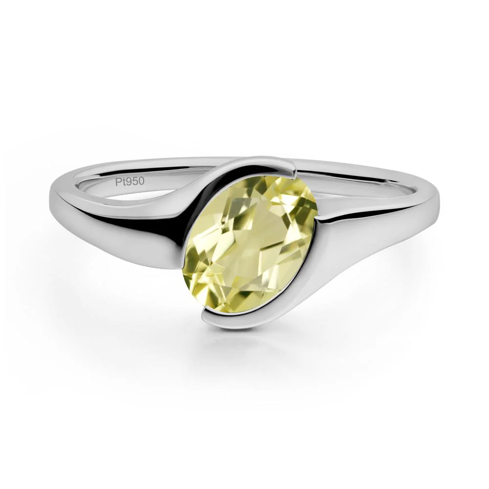 Oval Cut Lemon Quartz Solitaire Bypass Ring - Image 5
